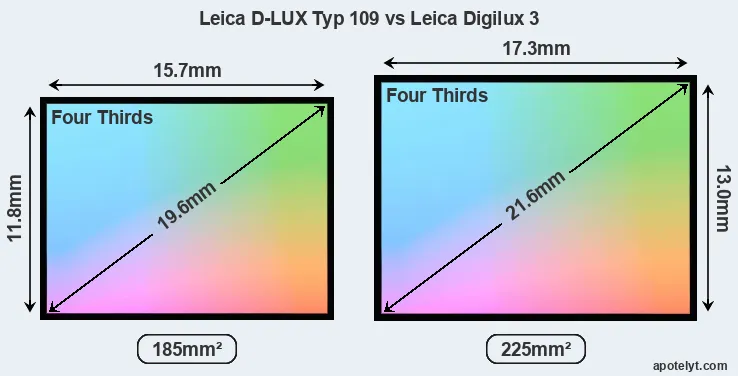 Leica D-LUX Typ 109 and Leica Digilux 3 sensor measures