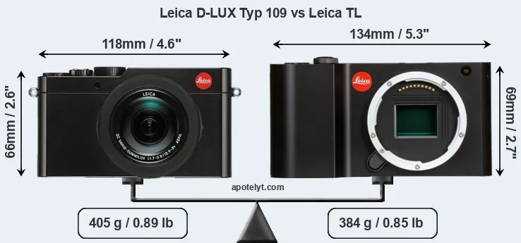 Size Leica D-LUX Typ 109 vs Leica TL