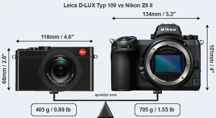 Size Leica D-LUX Typ 109 vs Nikon Z6 II