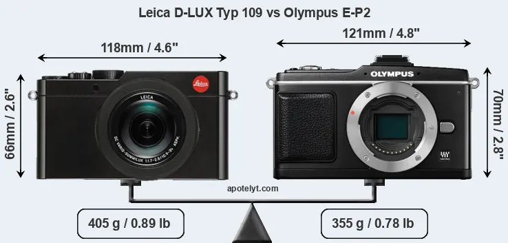 Size Leica D-LUX Typ 109 vs Olympus E-P2