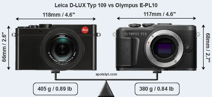 Size Leica D-LUX Typ 109 vs Olympus E-PL10