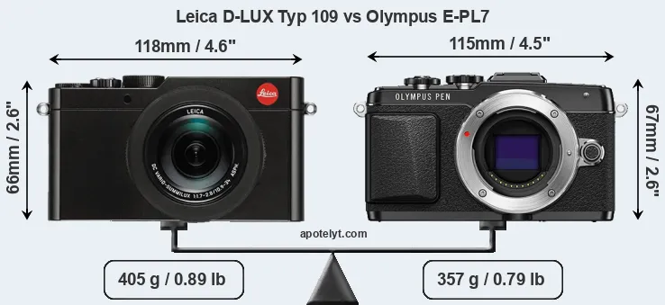 Size Leica D-LUX Typ 109 vs Olympus E-PL7