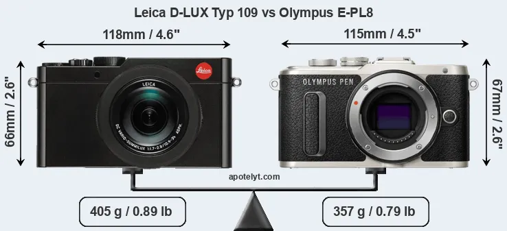 Size Leica D-LUX Typ 109 vs Olympus E-PL8