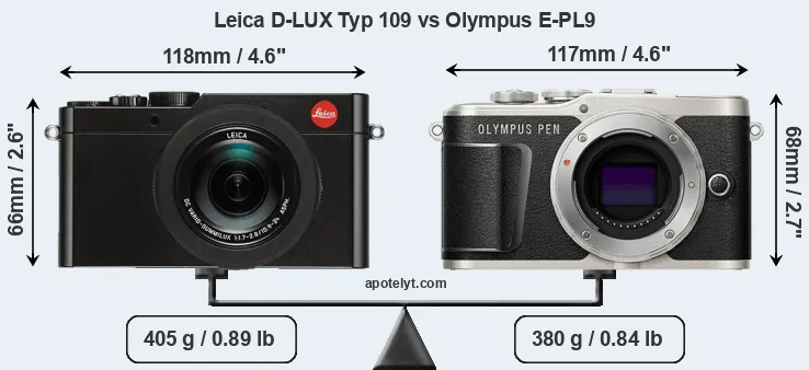 Size Leica D-LUX Typ 109 vs Olympus E-PL9