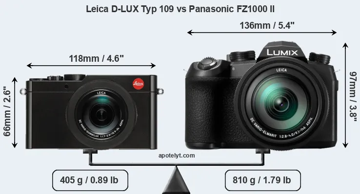 Size Leica D-LUX Typ 109 vs Panasonic FZ1000 II