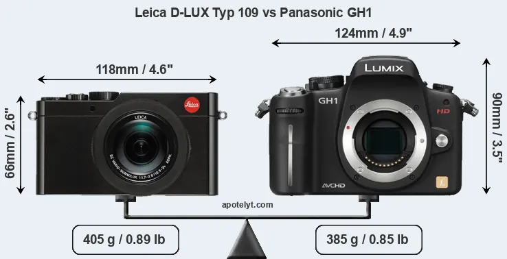 Size Leica D-LUX Typ 109 vs Panasonic GH1