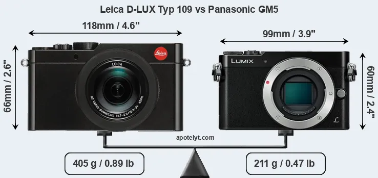 Size Leica D-LUX Typ 109 vs Panasonic GM5