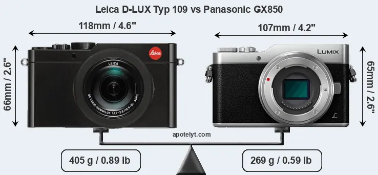 Size Leica D-LUX Typ 109 vs Panasonic GX850
