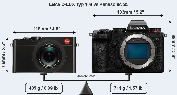 Size Leica D-LUX Typ 109 vs Panasonic S5