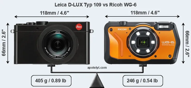 Size Leica D-LUX Typ 109 vs Ricoh WG-6