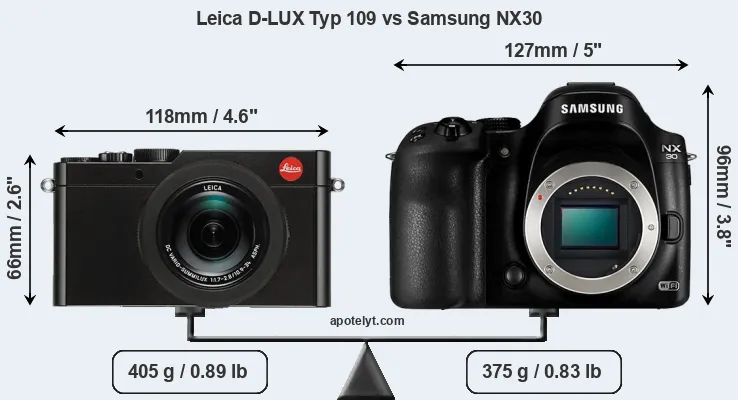 Size Leica D-LUX Typ 109 vs Samsung NX30