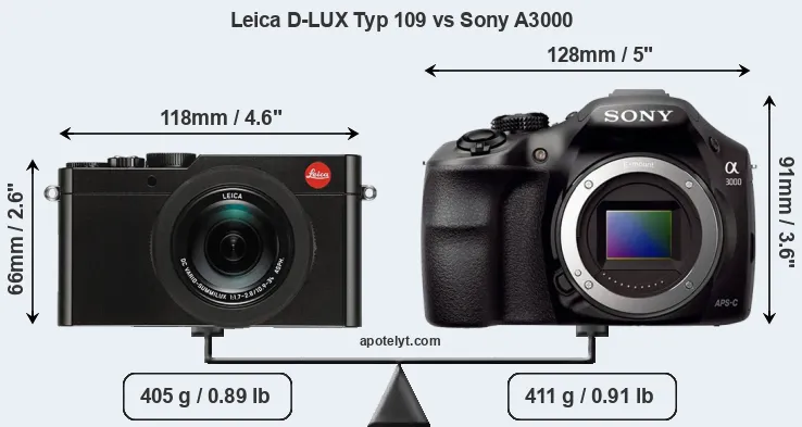 Size Leica D-LUX Typ 109 vs Sony A3000