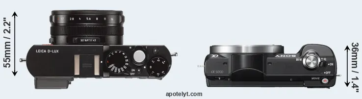 Compare D-LUX Typ 109 versus A5000 top
