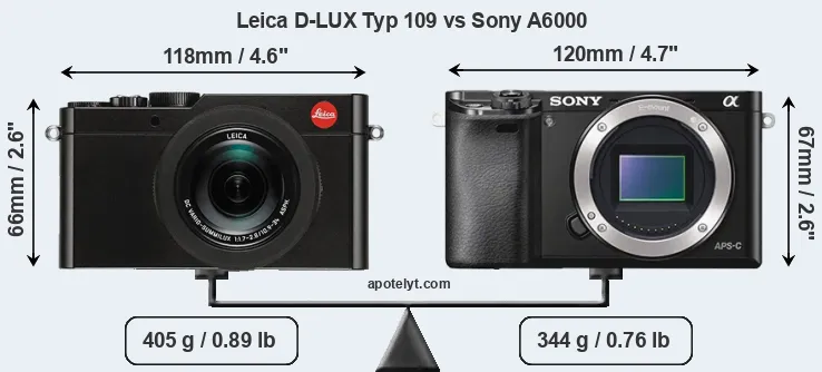 Size Leica D-LUX Typ 109 vs Sony A6000