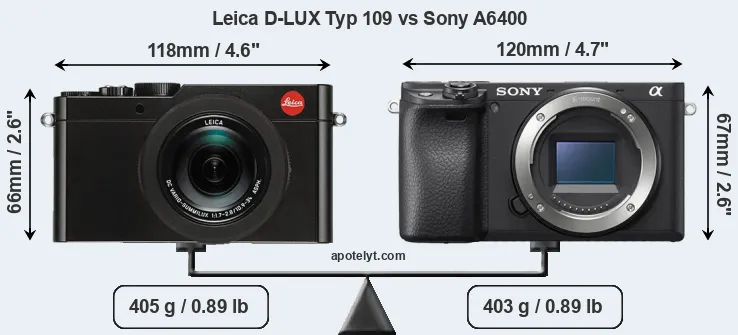 Size Leica D-LUX Typ 109 vs Sony A6400