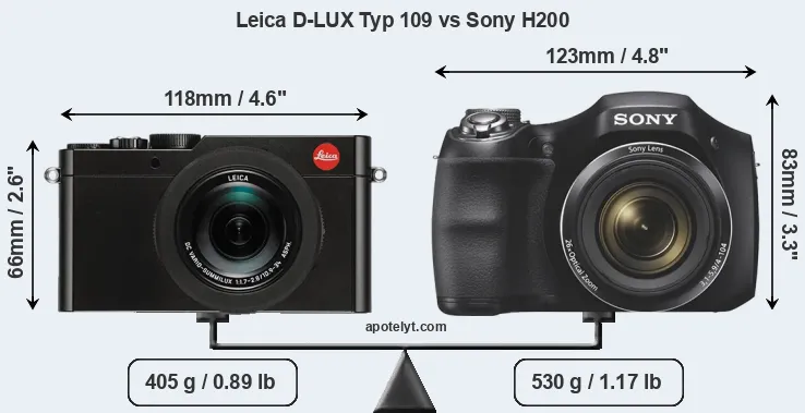 Size Leica D-LUX Typ 109 vs Sony H200
