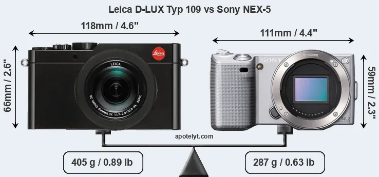 Size Leica D-LUX Typ 109 vs Sony NEX-5