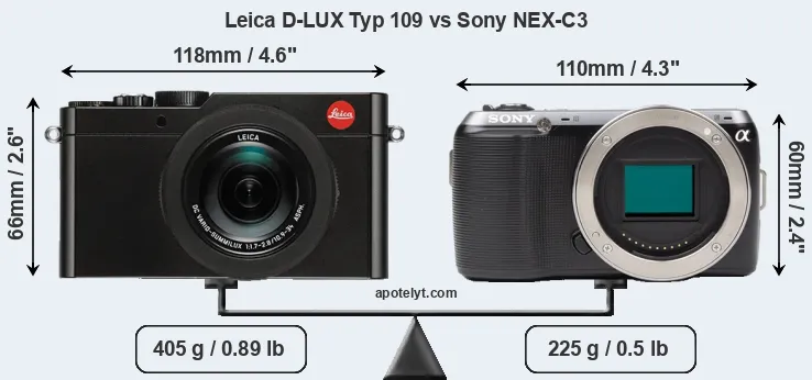 Size Leica D-LUX Typ 109 vs Sony NEX-C3