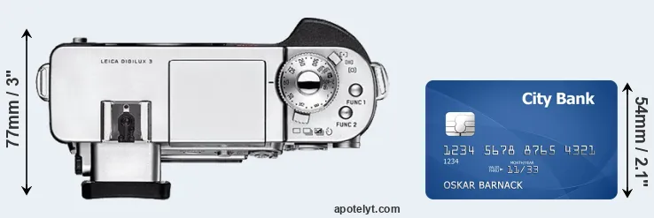 Digilux 3 versus credit card top view