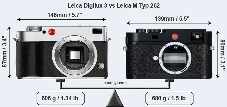Size Leica Digilux 3 vs Leica M Typ 262