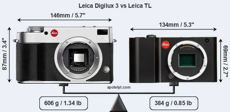 Size Leica Digilux 3 vs Leica TL