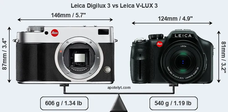 Size Leica Digilux 3 vs Leica V-LUX 3