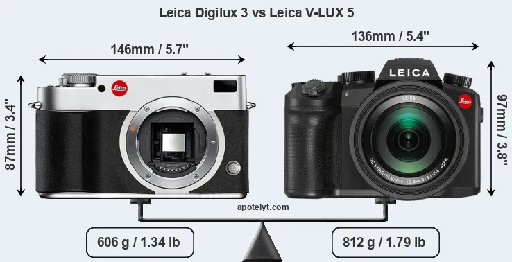 Size Leica Digilux 3 vs Leica V-LUX 5