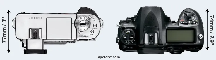Compare Digilux 3 versus D200 top
