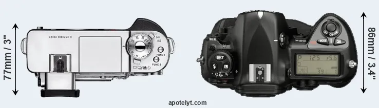 Compare Digilux 3 versus D2X top