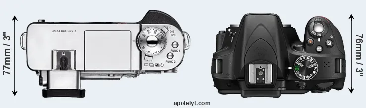 Compare Digilux 3 versus D3300 top