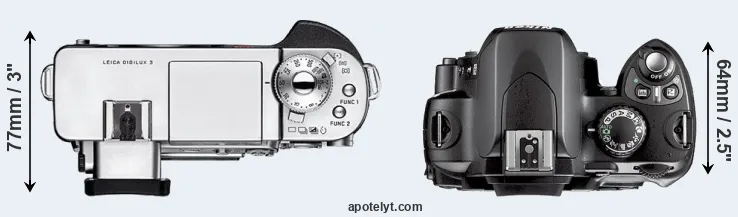 Compare Digilux 3 versus D40X top