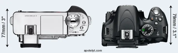 Compare Digilux 3 versus D5100 top