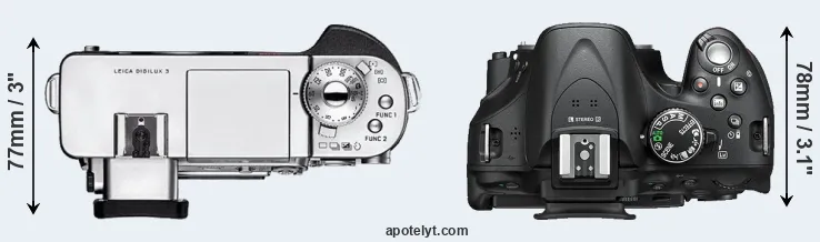 Compare Digilux 3 versus D5200 top