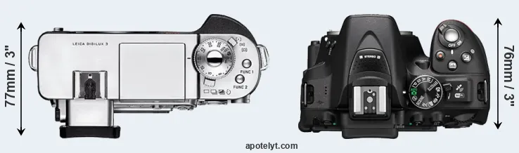 Compare Digilux 3 versus D5300 top