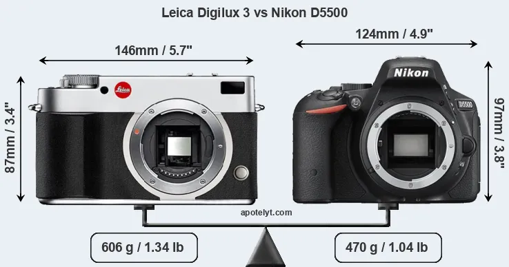 Size Leica Digilux 3 vs Nikon D5500