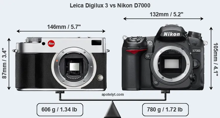 Size Leica Digilux 3 vs Nikon D7000