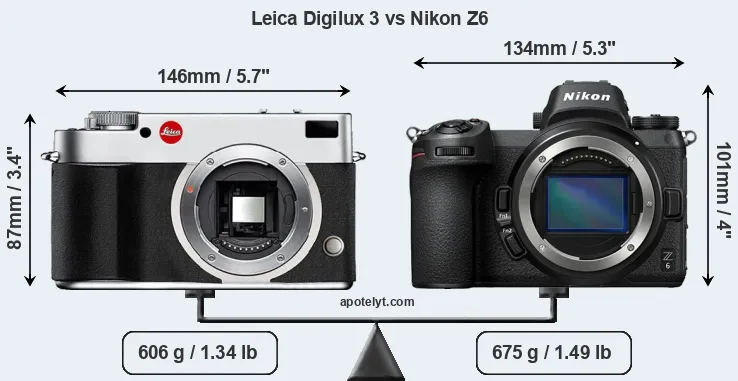Size Leica Digilux 3 vs Nikon Z6