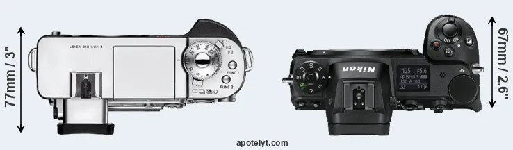 Compare Digilux 3 versus Z6 top