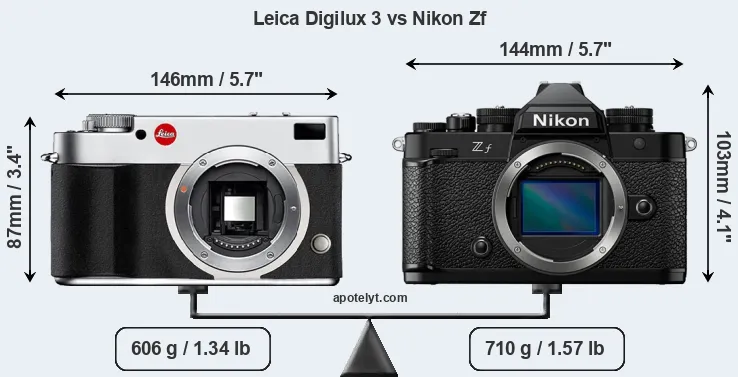 Size Leica Digilux 3 vs Nikon Zf