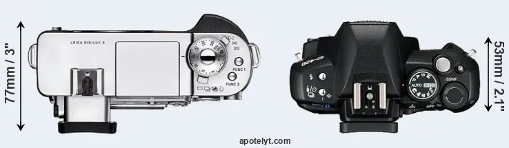 Compare Digilux 3 versus E-420 top