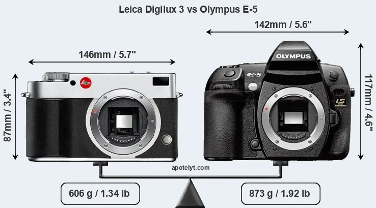 Size Leica Digilux 3 vs Olympus E-5