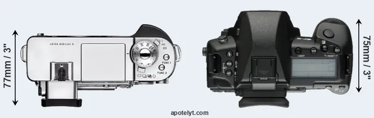 Compare Digilux 3 versus E-5 top