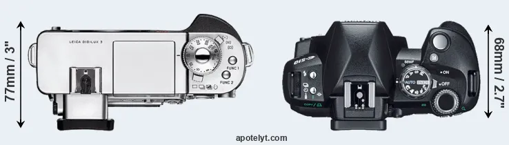 Compare Digilux 3 versus E-510 top