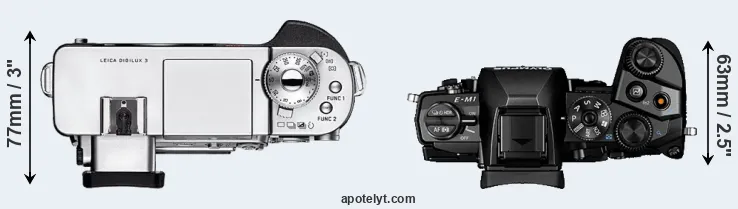 Compare Digilux 3 versus E-M1 top