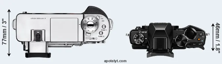 Compare Digilux 3 versus E-M10 top