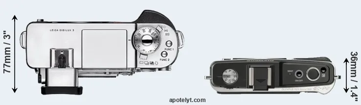 Compare Digilux 3 versus E-P2 top