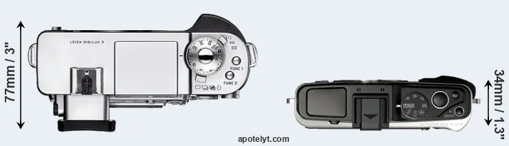 Compare Digilux 3 versus E-P3 top