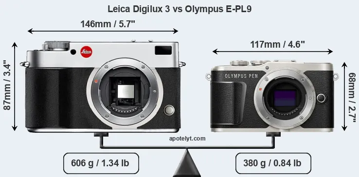 Size Leica Digilux 3 vs Olympus E-PL9