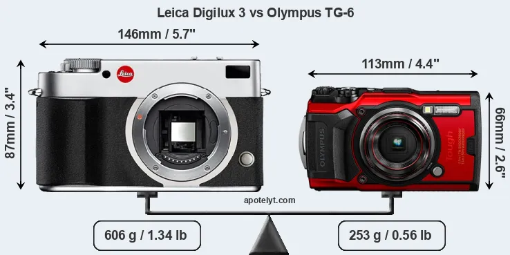 Size Leica Digilux 3 vs Olympus TG-6