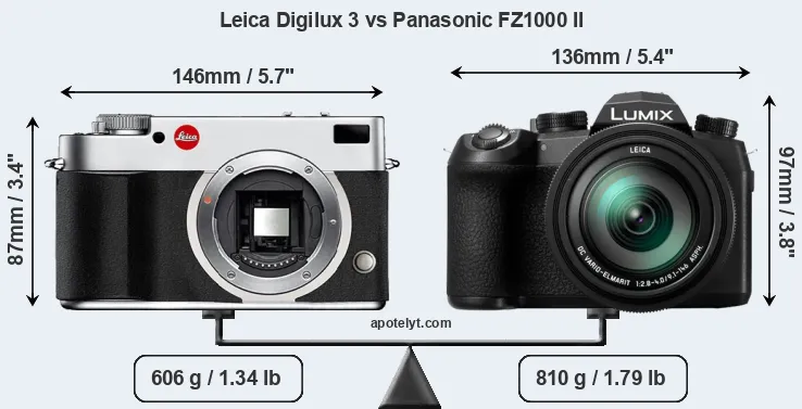 Size Leica Digilux 3 vs Panasonic FZ1000 II